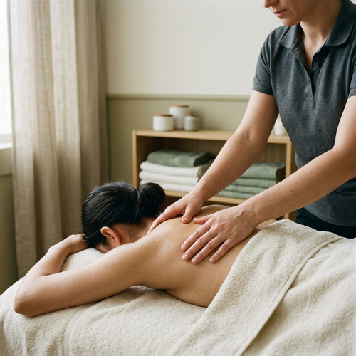 Promotional image for a focused shoulder and neck massage